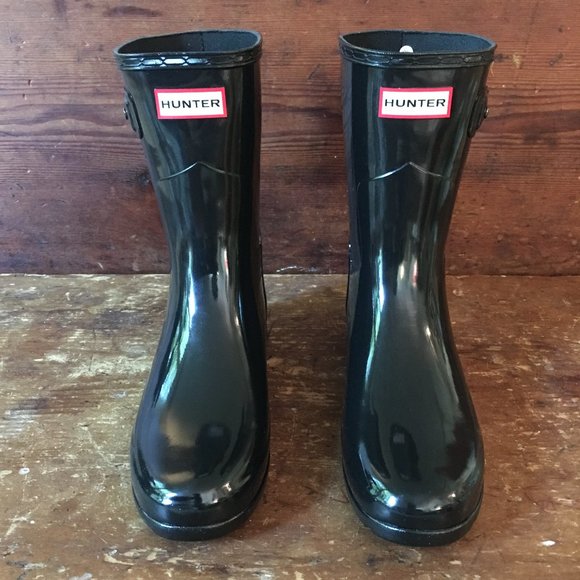 HUNTER ORIGINAL REFINED GLOSS SHORT BOOT Sz 8 - Picture 1 of 8